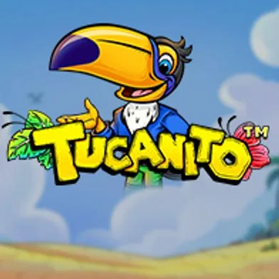 Portada del juego Tucanito: tucán animado con chaqueta azul y pico amarillo ante un cielo despejado