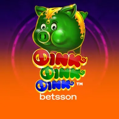 Portada del juego Oink Oink Oink: cerdito animado verde con melena dorada sobre fondo violeta y naranja